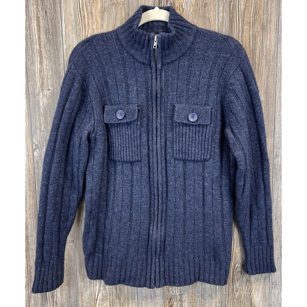 Merrell Sweater Men’s L Wool Blend Ribbed Full Zip Chunky Knit Cabincore Urban